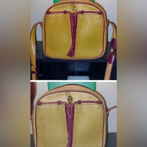 Cartier crossbody bag mustard yellow with burgundy interior